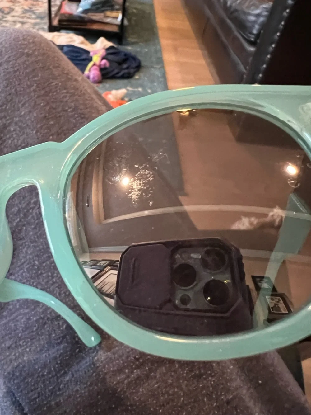 Retro Perverse Mirrored Light Blue Sunglasses w/ Floral Case UV400 Y2K